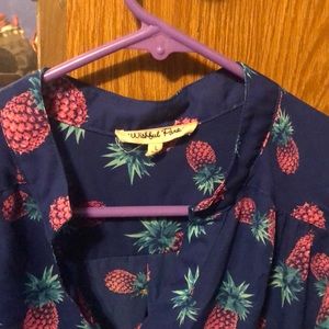 Wishful Park L pineapple print 3/4 quarter sleeve